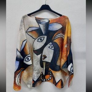 MADE IN ITALY PRINT KNIT SWEATER
